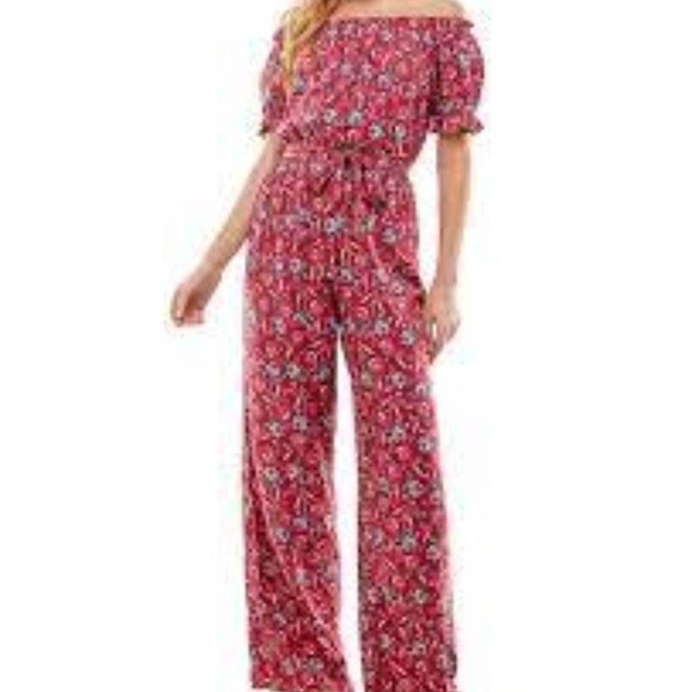 Magenta floral jumpsuit